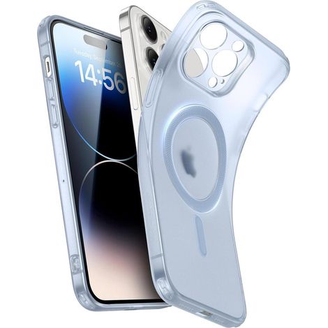 Schutzhülle Silikon transparent iPhone 14 Pro Max Dunkelblau Magsafe (1/5)