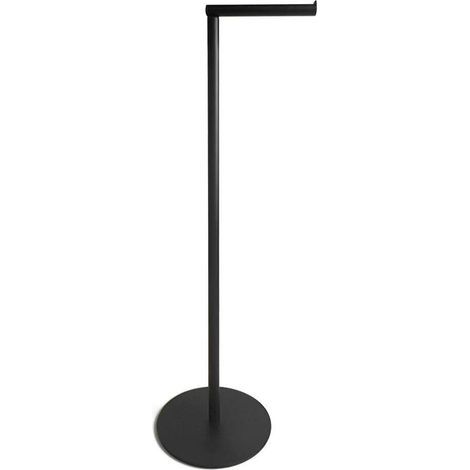 Porte Papier Toilette sur Pied Noir - Support Rouleau WC avec Réserve - Dérouleur Papier Toilette sur Pied - Accessoire WC Moderne et Stable