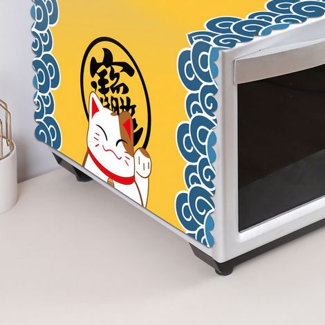 Housse de protection pour micro-ondes, motif chat porte-bonheur, 35 x 100 cm. Anti-poussière et anti-huile, style nordique, 35 x 100 cm. (1/4)
