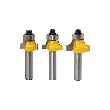 Ensemble de 3 fraises à arrondir standard, queue de 8 mm, outils de fraisage pour le travail du bois (1/5)