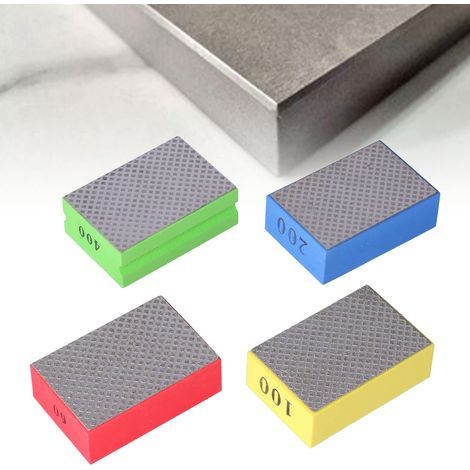 4-teiliges Diamant-Handpolierpad-Set, Schleifklötze, Diamant-Handschleifpads zum Schleifen, Polieren und Schärfen von Kanten, Körnung 60, 100, 200, 400 (1/5)