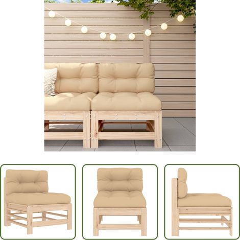 vidaXL Sofá central con cojines madera maciza de pino (1/5)
