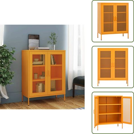 Armadio giallo senape - vidaXL Armadio portaoggetti Giallo Senape 80x35x101,5 cm Acciaio - Armadio con ante a rete