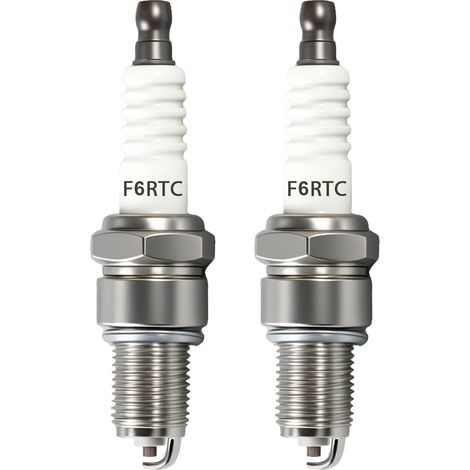 Set of 2 F6RTC Spark Plugs for Lawn Mower Replaces many references 7822 / 6634 / BPR6ES T02 LR15Z, for generators and small engines (1/5)