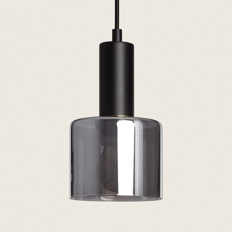 Pendelleuchte Metall und Glas Danae Rauchgrau