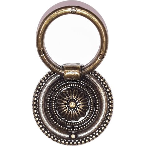 Anneau de meuble perlée 37 mm zamak finition laiton serrure armoire vintage (1/3)