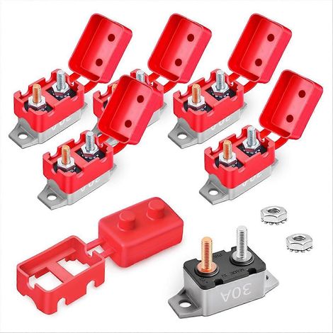 30A 12V-24V DC automatischer Rücksetz-Leistungsschalter für Auto, Boot, Wohnmobil, Anhänger, mit Abdeckung und Befestigungsschraube (6 Stück) (1/5)