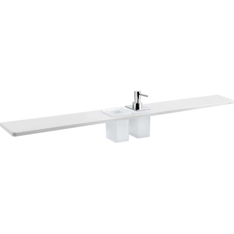 Sapho Abeline - Mensola con dispenser e bicchieri, 100 cm, bianco opaco/cromo AE102-0101-02 (1/3)