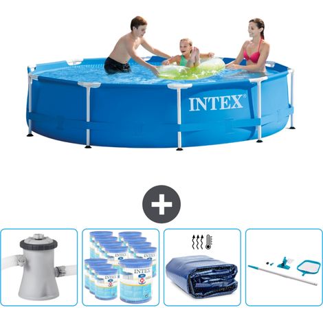 Intex Rundrahmen-Schwimmbecken – 305 x 76 cm – Blau – Inklusive Zubehör CB90