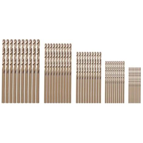 50 PièCes Drillforce Tools M35 Set de Forets au Cobalt, Hss-Co 1-3MM, pour Percer Sur Acier Trempé, Fonte et Inoxydable (1/4)