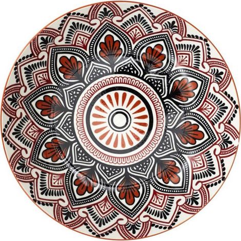Lot de 6 Assiettes Creuses "Mandala" 20cm Orange