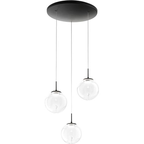 Ariel - Suspension Circulaire Fabas Luce 3 Lumières - Led 21W Dimmable - Rosace Ronde Transparente D.35Cm (1/4)