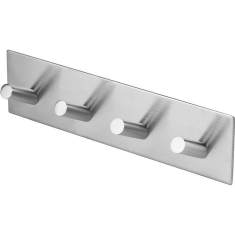 Gancho de pared autoadhesivo de acero inoxidable 304 para baño y cocina, toallero con 4 ganchos, gancho universal que ahorra espacio (plateado, 1 unidad) (1/2)