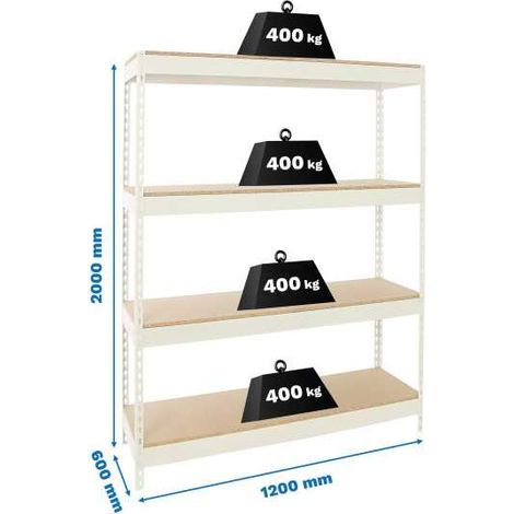Estanteria 2000x1200x600 ECOFORTE 1206/4 CHIPBOARD BLANCO/MADERA marca SIMONRACK (1/2)