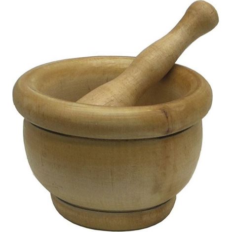 Mortaio in legno con mazzuolo Ø14cm
