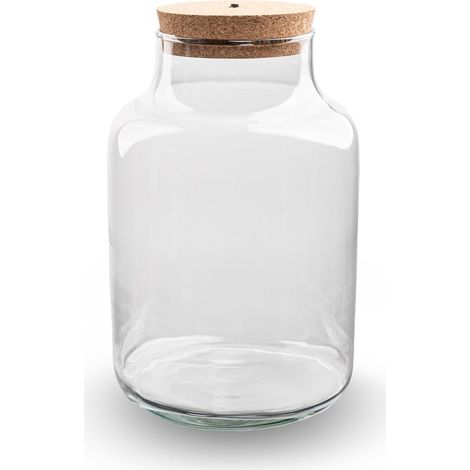 Bouteille Terrarium en Verre Recyclé avec Éclairage LED Milky Ø 21 cm x 30 cm - PANGIVO (1/3)
