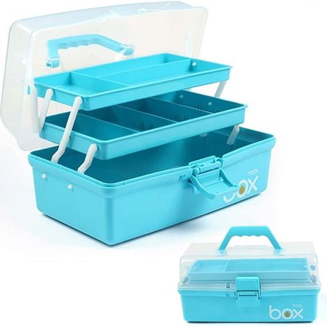Boîte de rangement multifonctionnelle à 3 niveaux de 30 cm / Boîte de rangement pour loisirs créatifs avec compartiments / Boîte à outils en plastique / Boîte de rangement pour médicaments (1/5)