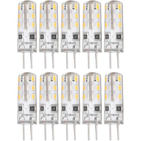 Ampoule LED G4,10 pièces G4 ampoule LED Bi broche Base Silicone blanc chaud 3000K 1.5W AC220V 110LM paysage ampoules remplacement (1/5)