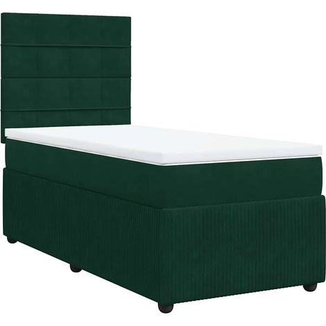 Maison Exclusive - Cama box spring con colchón terciopelo verde o (1/5)