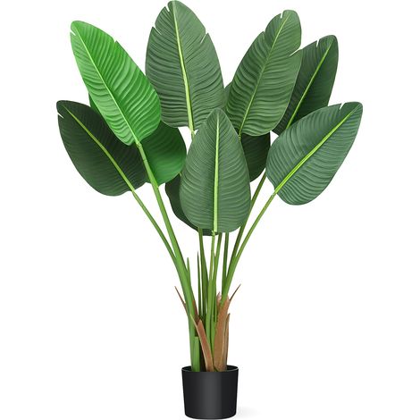 Arbre artificiel Oiseau du Paradis – Plante décorative en pot, 8 troncs, feuilles de bananier réalistes, pour salon, bureau ou externeérieur, idée cadeau maison – 48''H1 branche (1/5)