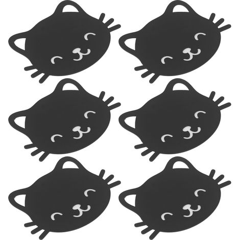 6 porte-verres en forme d'animaux, style nordique, isolants thermiques, antidérapants, anti-brûlure, pour table basse, motif chat, lot de 6 (1/5)