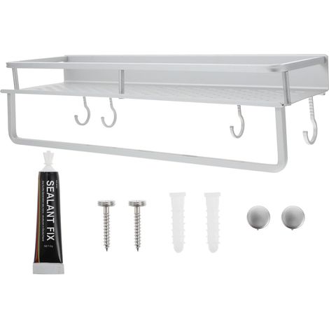 Étagère de rangement blanche, sans perçage, support en aluminium, conception ajourée, fixation (1/5)