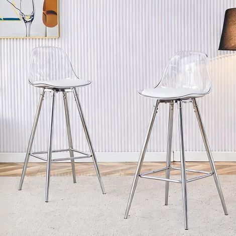 Lot de 2 chaises transparentes à dossier translucide piètement (1/5)