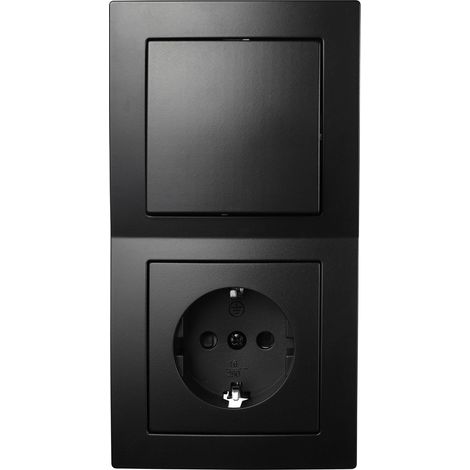 MCPOWER ensemble d'interrupteurs et prises, Flair Porte double, noir mat, 3 pièces (1/4)