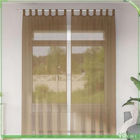 4102315 Rideaux en voile avec boucles 2 pcs marron clair 140x260 cm (1/5)