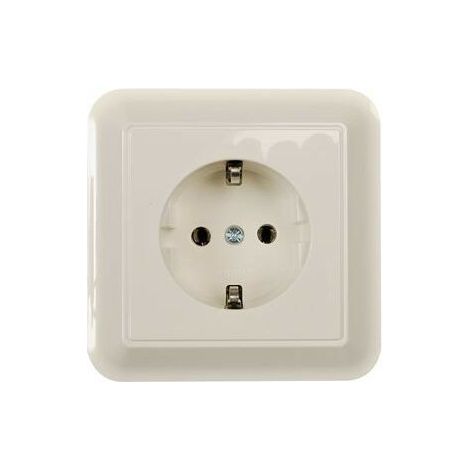 Prise SCHUKO avec plaque compl. ATELIER blanc polaire brillant insert