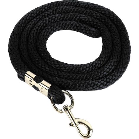 Horse lunge line with snap fastener, heavy-duty high-strength training rope for competition and everyday use, 6.6 feet, black