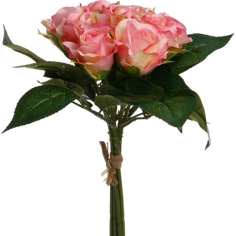 Strauß mit 9 künstlichen Rosen - H24 cm