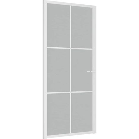 vidaXL Puerta interior de vidrio y aluminio blanco mate 93x201,5 cm (1/2)
