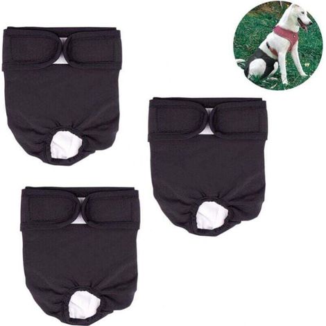 Lot de 3 Couches lavables et réutilisables pour chien, culotte menstruelle pour chien, couches hygiéniques très absorbantes, culotte menstruelle anti-harcèlement pour animaux,L (1/4)