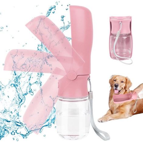 Tragbare Trinkflasche für Haustiere Hunde Wasserflasche Auslaufsicher Faltbare Trinkflasche Reiseflasche Campingflasche Rosa Für den täglichen Ge (1/5)