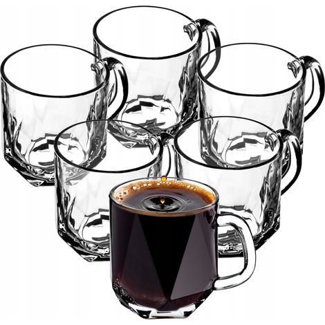 KADAX Gläser mit Griff für Tee und Kaffee, Teegläser aus dickem Glas 300ml