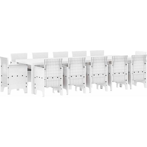 Maison Exclusive - Garten Essgruppe 13 pcs Weiß Synthetisches Rat