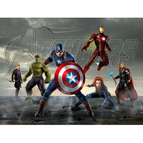 Papier peint XXL intissé Avengers Marvel 360x270 cm – Lavable – Colle incluse – Installation facile en un geste – Ag Art (1/3)
