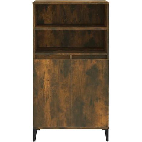Buffet Bas de Cuisine en Bois d'Ingénierie, Style Chêne Fumé, 60x36x110 cm, Meuble de Rangement avec Étagères pour Salle à Manger et Salon (1/5)