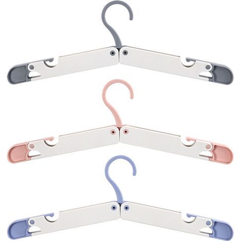 CSPARCV 3er-Pack Reisekleiderbügel-Set – faltbar, robust, rutschfest, platzsparend (Grau, Rosa, Blau) mit Geschenkbox, Maßband und Aufbewahrungstasche (1/5)
