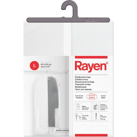 Housse vêtement pour penderie Housse de Costume sur Cintre avec Fermeture à glissière Couvre-Robe résistant à la poussière, à l'humidité et aux Mites 60 x 150 cm Blanc/Translucide (1/5)
