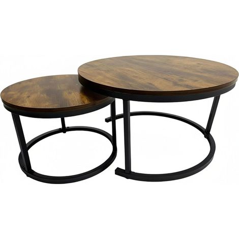Lot de 2 tables gigognes pratiques design industriel 45 x 70 cm et 38 x 50 cm en bois composite noir (1/2)