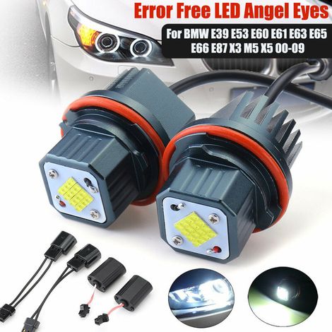 2x 80W Error Free LED Angel Eyes Halo Ring Light For BMW E39 E53 E60 E63 E65 E87 (1/5)