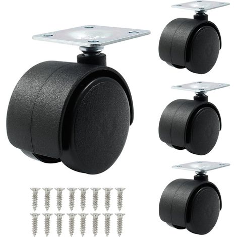 Ruedas giratorias para muebles, sin freno, ruedas giratorias de alta resistencia, juego de 4 (1,5") (1/5)