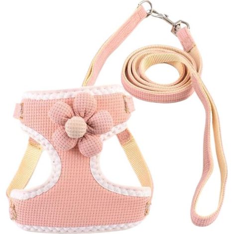 Arnés para cachorros con correa - Estampado floral - Rosa - Talla S (1-3,5 kg) (1/4)