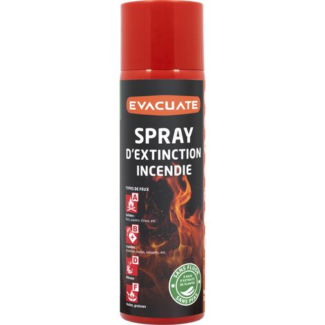 Spray Extincteur 500 ml – Sécurité du logement– Idéal maison, bureau, voiture – Pour tous types de feux débutants - Protection incendie - EVACUATE