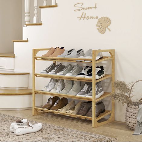 Bambus-Schuhregal 4 Ebenen, bis zu 12 Paar, 76 x 33 x 67 cm, natur HAVRYA (1/5)