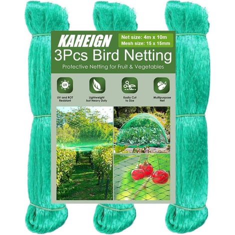 KAHEIGN Vogelschutznetz 4x10m Teich Laub Gartennetz Pflanzenschutz grün (1/5)