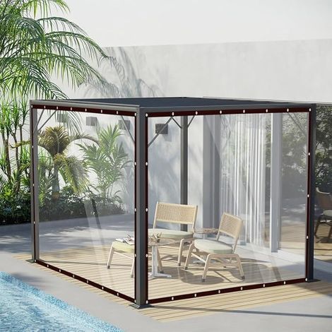 Bâche transparente avec œillets en PVC imperméable - Protection contre la pluie, le vent et le soleil pour balcon, jardin et serre (2 m x 3) (1/5)