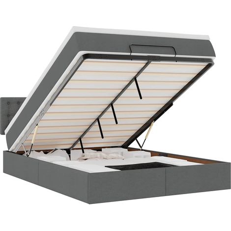 Maison Exclusive - Ottomane Bett mit Matratze & LEDs Dunkelgrau 1